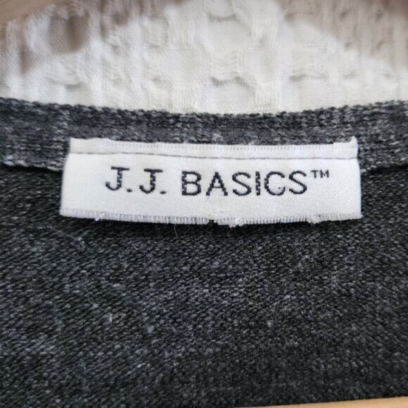 Vintage J.J. Basics Dark Gray Micro Mini Cropped Button Front Cardigan Medium - Picture 10 of 12